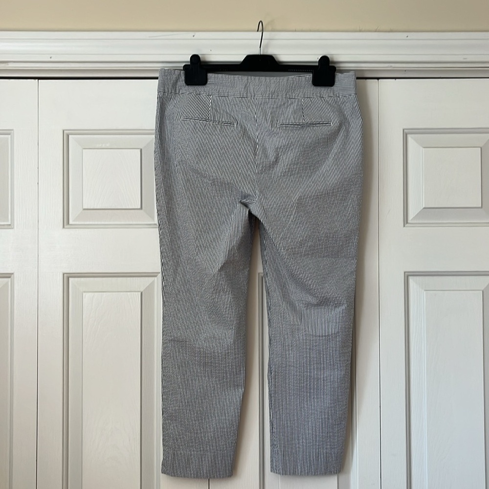 Ann Taylor Seersucker blue & white cropped pants Sz 10 - Picture 7 of 9